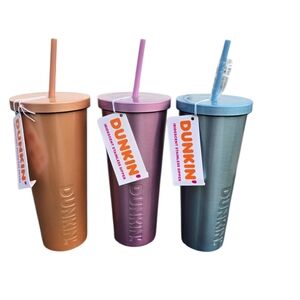 NWT Dunkin Iridescent Tumbler Set